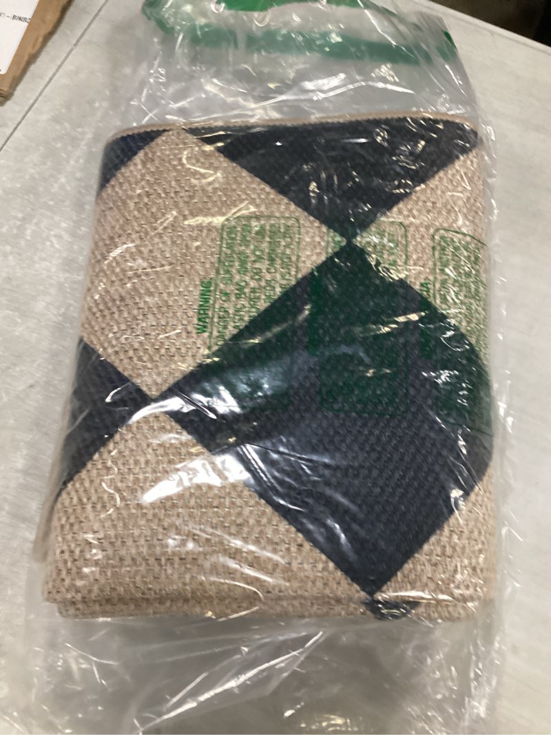 Condition photo showing Good Condition for Lahome Checkered Easy Jute Runner, 2x6 Kitchen Runner Rug Non Slip Washable Outdoor Rug for Entryway Indoor, Checkerboard Black Indoor Outdoor Carpet for Hallway 6ft Entry Front Door 2' x 6' (Runner) Black/Checkerboard -2