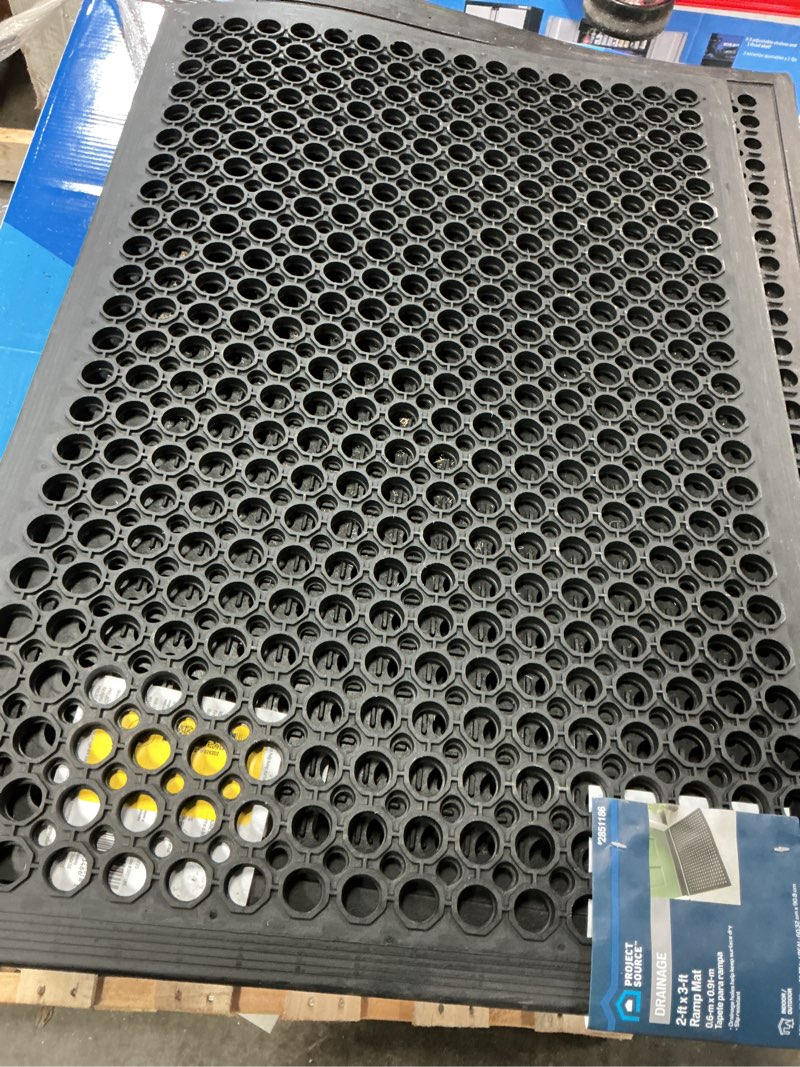 Condition photo showing Good Condition for project source 2-ft x 3-ft black rubber rectangular indoor or outdoor utility mat