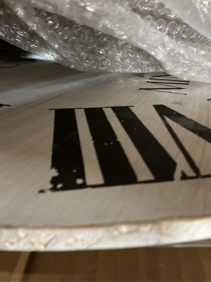 Condition photo showing Good Condition for 24 Inch Inspritional Silent Quartz Clock,White Distressed Shiplap Farmhouse Wooden Wall Clocks for Indoor Decor