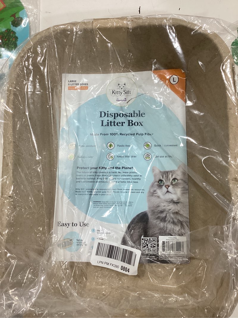 Condition photo showing Good Condition for Kitty Sift Disposable Cat Litter Box Large, 6 Count, Durable Portable for Travel and Home, Eco-Friendly Disposable Litter Box Controls Odor Litter Box Only Large (6-Piece Set)