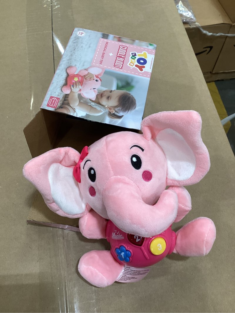 Condition photo showing Good Condition for steam life musical toys gift for baby newborn 0-6 month infant - plush elephant pink