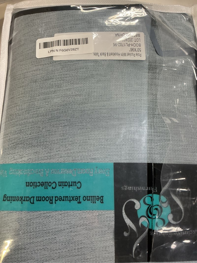 Condition photo showing New/Like New for hpd half price drapes bellino textured faux linen room darkening curtains 96 inches long (1 panel), curtains for bedroom & living room, 50w x 96l, gulf blue 50"w x 96"l (pack of 1) gulf blue