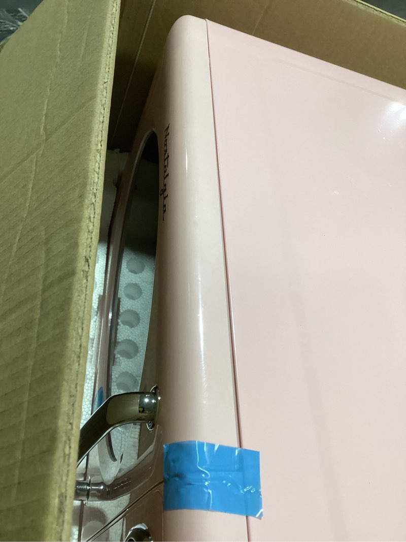 Condition photo showing Good Condition for Nostalgia Retro Microwave Oven - 0.7 Cu Ft, 700-Watt Countertop Size with Glass Turntable, Child Safety Lock, 8 Auto-Cook Programs, Digital Clock - Pink Retro 0.7 Cu. Ft. Pink