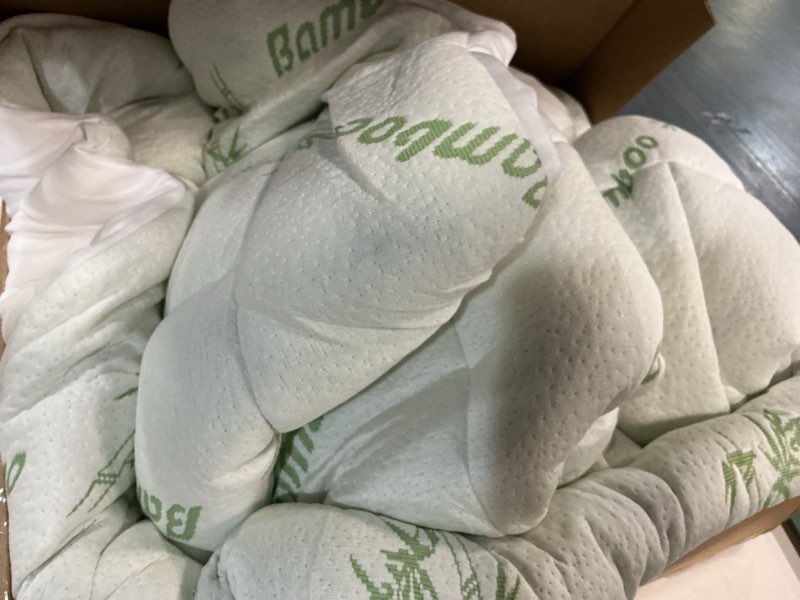 Condition photo showing As Is for Ultra Soft Full Size Mattress Topper - Viscose Made from Bamboo Pillow Top Mattress Pad for Back Pain Relief - Naturally Cooling for Hot Sleepers, Green Green Full