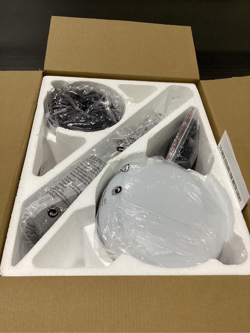 Condition photo showing New/Like New for ceiling fans with lights,36" low profile ceiling fan with light and remote control,flush mount, reversible, dimmable, noiseless, white ceiling fan for bedroom white-36