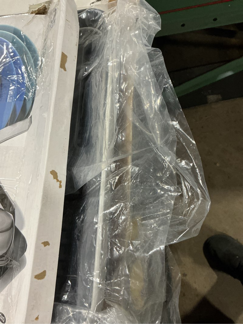 oxo good grips aluminum fold flat dish drying rack, 2-tier, with drainboard, for kitchen counter, co