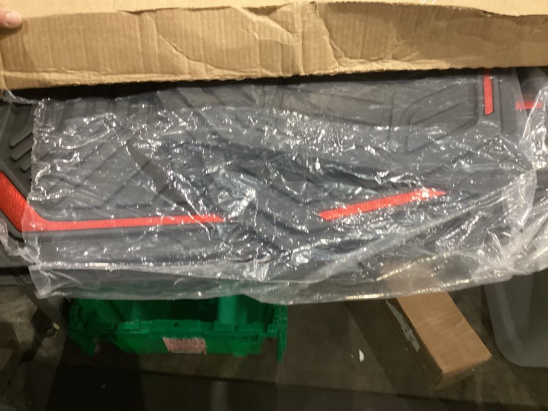 Condition photo showing Good Condition for pic auto heavy duty rubber floor mats, red aluminum film car mats set, front and rear car mats with anti-slip backing, all weather protection, trim-to-fit for automotive suv, sedan, van