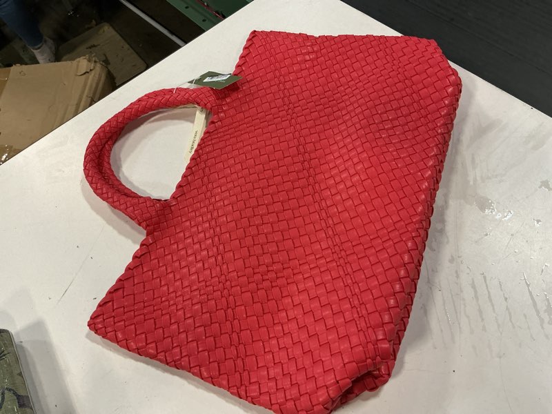 Condition photo showing As Is for vera bradley women's woven faux leather small hathaway tote bag cayenne