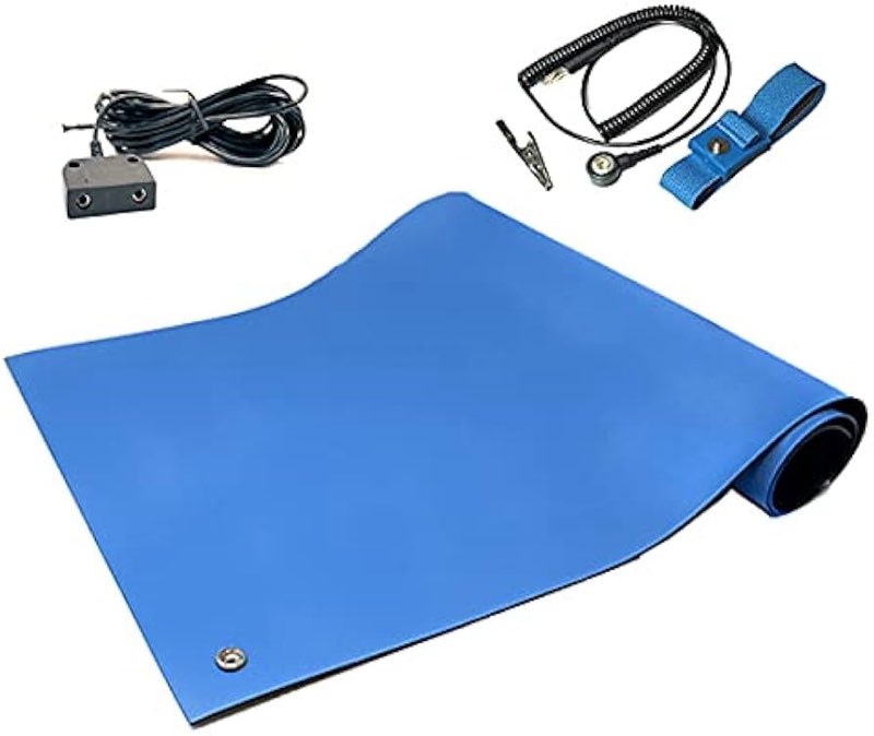 rubberstat dual layer esd compliant workstation rubber table mat kit, soldering, cell phone repair, 