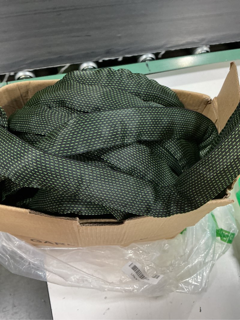 Condition photo showing As Is for garden hose 100 ft, heavy duty water hose with aluminum fittings, puncture proof all-weather, ultra-lightweight and flexible, watering and cleaning for outdoor, lawn