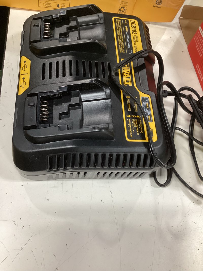 Condition photo showing Good Condition for dewalt 12/20v max battery charger, corded, dual charging station,