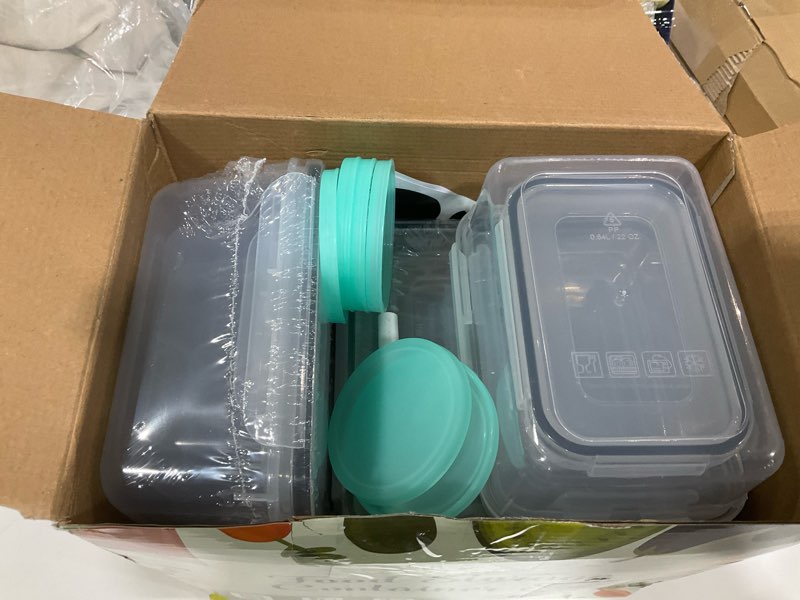 Condition photo showing Good Condition for Food Storage Containers with Lids BPA-Free Plastic Food Containers for Kitchen Storage and Organization, Leak Proof Meal Prep Container, Includes Labels & Pen