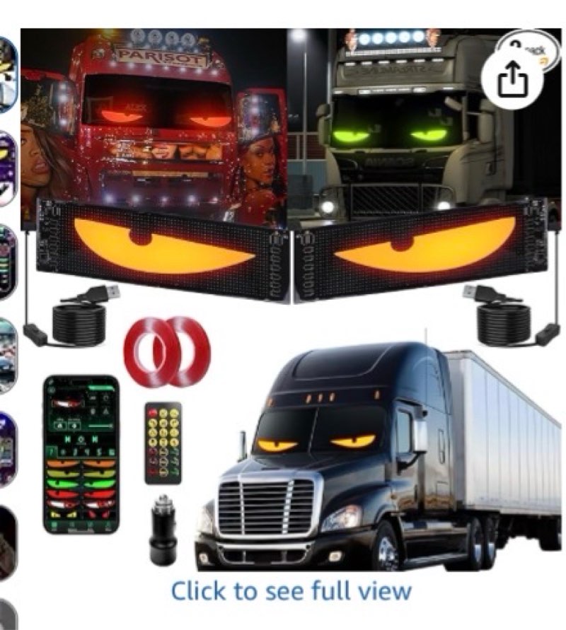 2pc devil eyes led lights for car/truck/suv windshield - 23.6"x4.71", app control, ip68 waterproof, 