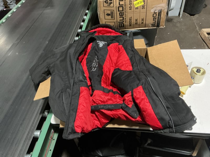 Condition photo showing Good Condition for spyder boys winter ski jacket - insulated soft shell water resistant and windproof snowboard winter coat with detachable hood black 18-20