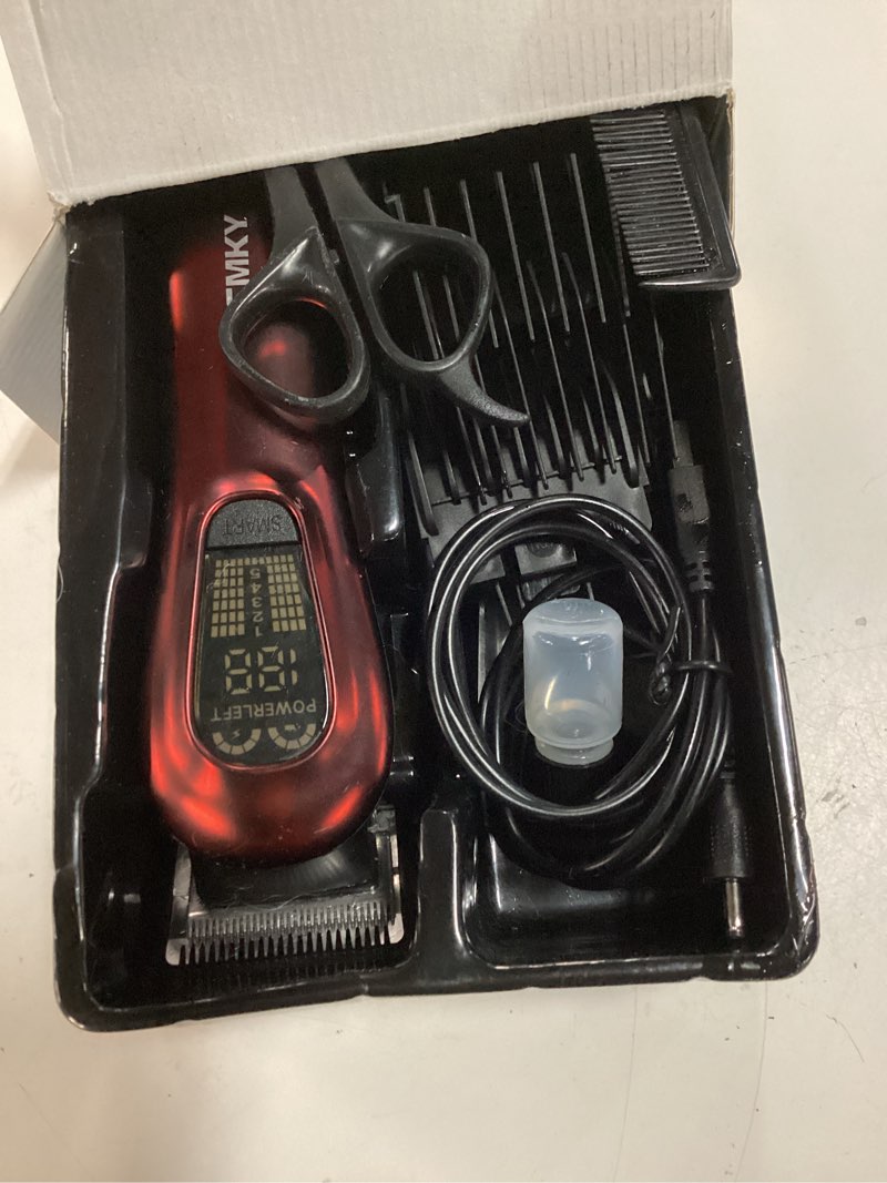 Condition photo showing As Is for tcmky hair clippers for men professional clippers for men cordless&corded barber clippers for hair cutting & grooming. rechargeable hair trimmer kit for household (red)
