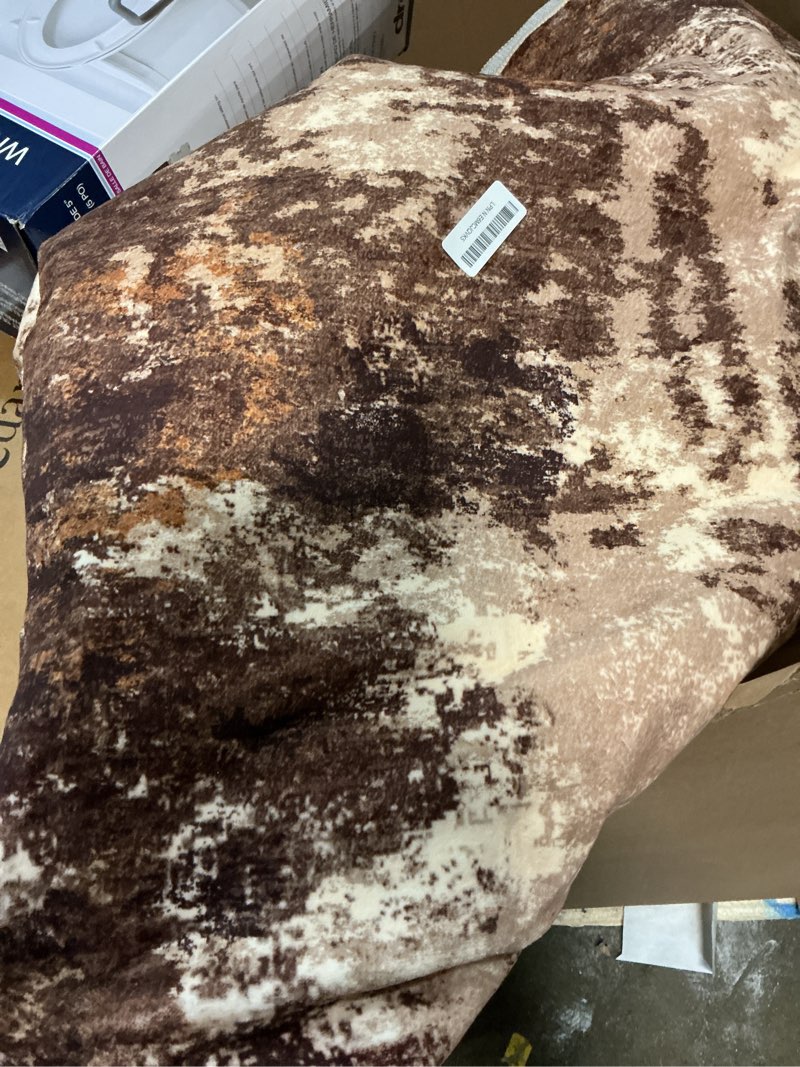 Condition photo showing As Is for releany washable area rugs square 8ft non-slip modern abstract soft for living room entryway bedroom kitchen, print pattern, brown tan beige coffee brown/tan 8' (square)