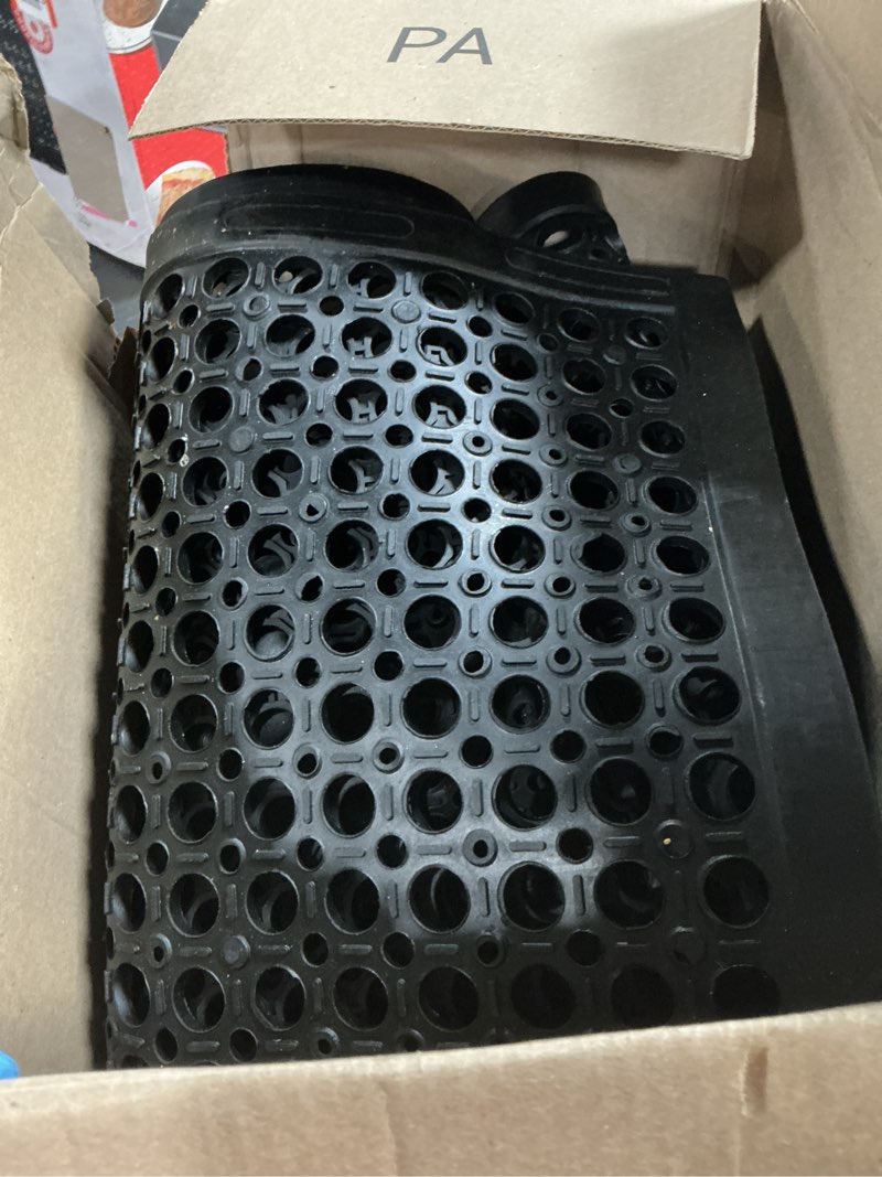 Condition photo showing As Is for new star foodservice 533517 commercial grade grease resistant anti-fatigue rubber floor mat, 36" x 60", black 36"l x 36"w x 0.4"th black