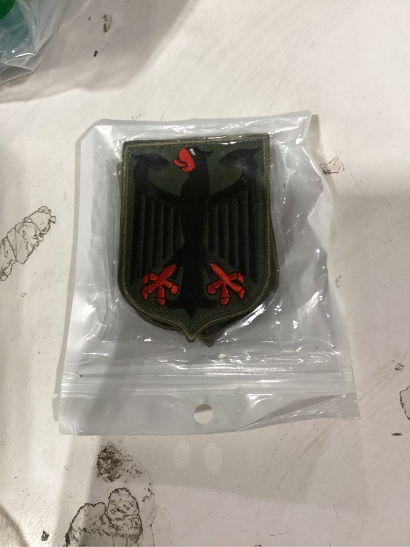 Condition photo showing New/Like New for 2 pcs germany deutschland eagle shield patches, tactical embroidery german army applique emblem military patch with hook and loop fastener for hats backpack jackets clothes uniform vest