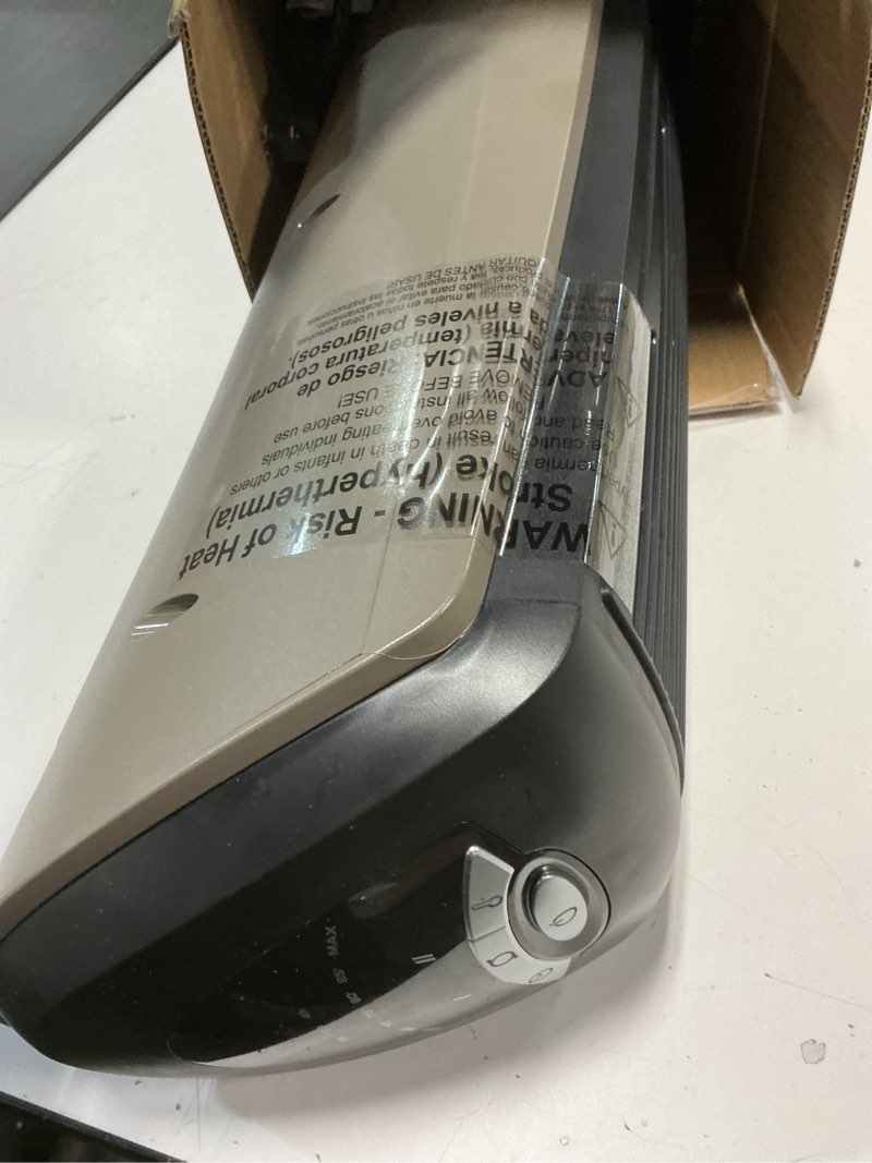 Condition photo showing As Is for Lasko - Portable Ceramic Tower Space Heater with Remote Control - Black/Silver