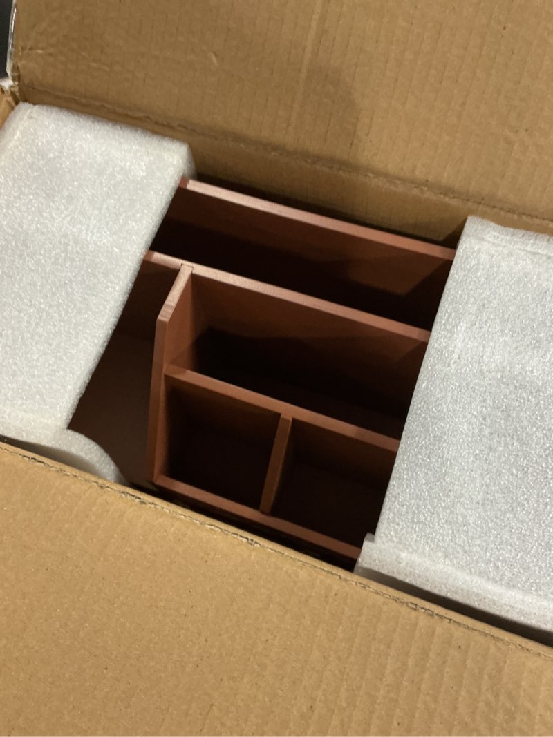 Condition photo showing New/Like New for Bamboo Desk Organizer with Drawers, Mail Organizer Countertop Wood Desk Drawer Tabletop Storage Organization Pen Holder Letter Sorter Makeup Organizer for School Home Office (Brown)