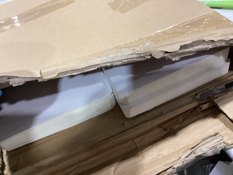 Condition photo showing As Is for 4Pack Cylinder Stands for Party, Foldable Cardboard Columns with 4 Clear Round Top Plates, Cake Display Pedestal Stand for Wedding Banquet Vendor Events Decorative Beige