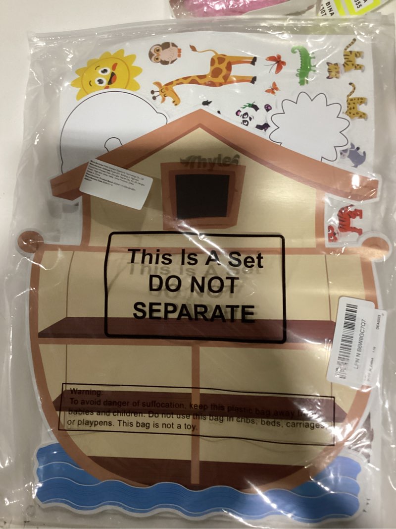 Condition photo showing Good Condition for thyle 12 set giant noah's ark sticker scene kit include backgrounds cardboard and self adhesive animal stickers noah's ark crafts for kids sunday school classroom activities