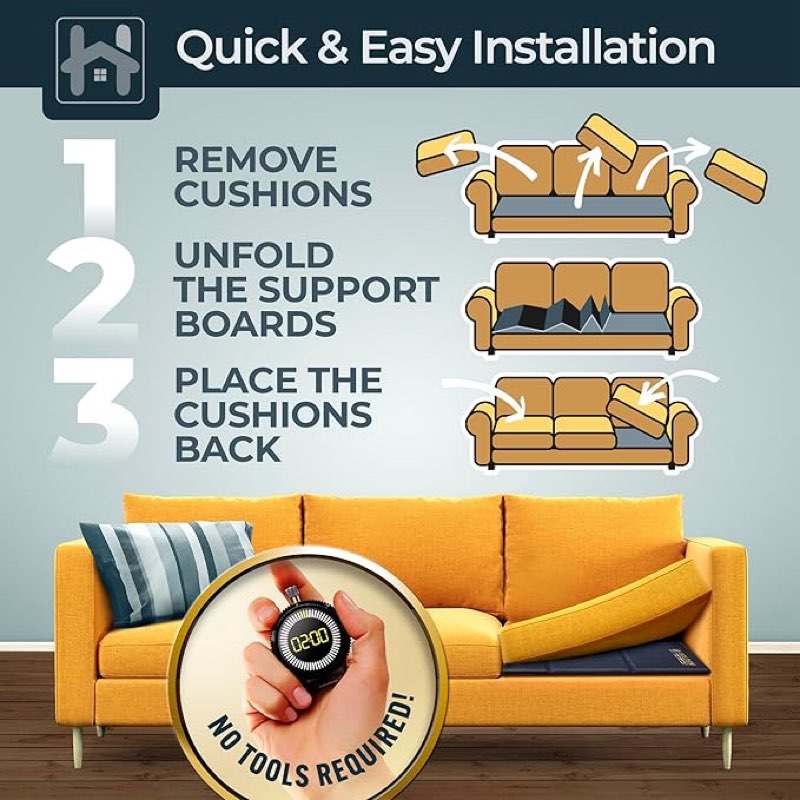 golden home essentials heavy duty sofa cushion supfoldable, moisture resistant, sofa board for fixing sagging seats – reinforced, breathable