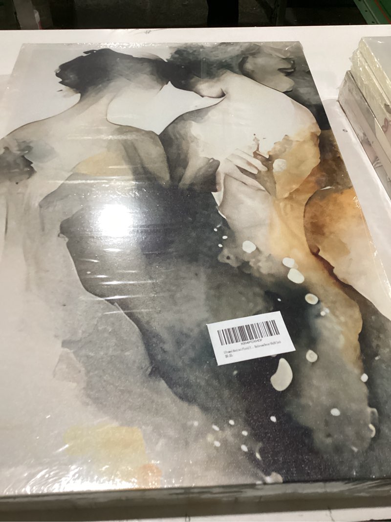 Condition photo showing New/Like New for YOXORDQ 3Pcs Abstract flower Canvas Wall Art Modern Watercolor Couple Painting Poster Neutral Florals Pictures Prints for Bedroom Living Room Bathroom Wall Decor 16x24In Framed Flower canvas 16x24in