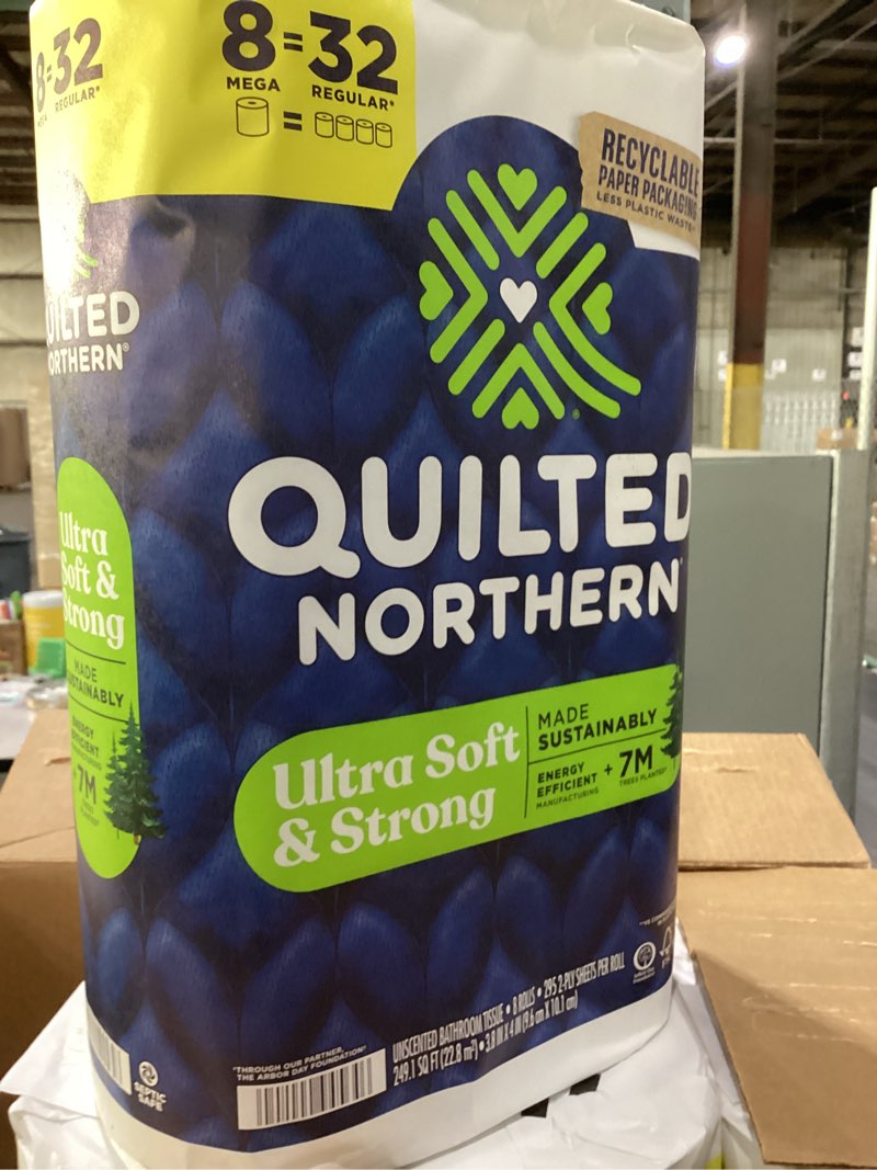 Condition photo showing New/Like New for quilted northern ultra soft & strong toilet paper, 32 mega = 128 regular rolls, 5x stronger, white, 2-ply, premium toilet tissue mega 32 rolls (pack of 1)