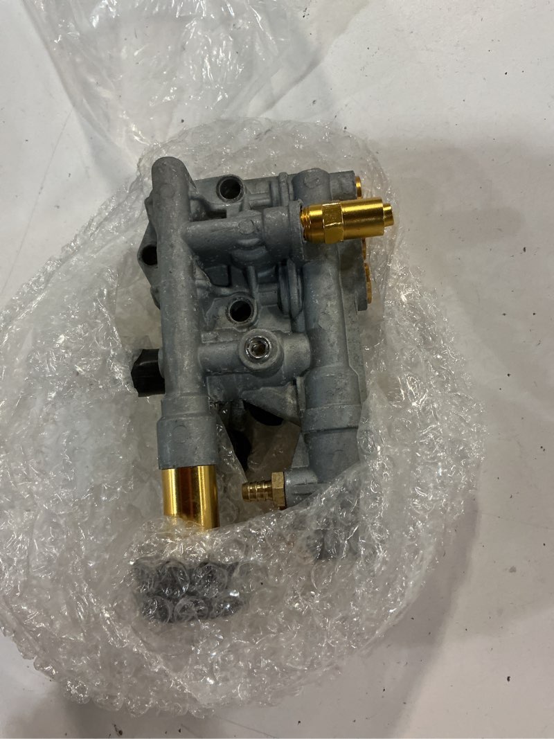 Condition photo showing As Is for 7108366 pressure washer pump manifold replacement kit compatible with simpson cleaning manifold for 510020 and 520006 axial cam cleaning pressure washer pump