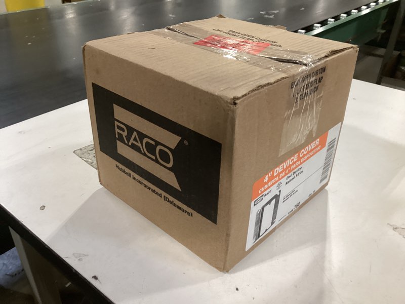 Condition photo showing New/Like New for RACO 768 4-in. Square Mud-Ring Cover for 1 Device, 5/8-in. Raised, 50-Pack, Gray, 50 Pack