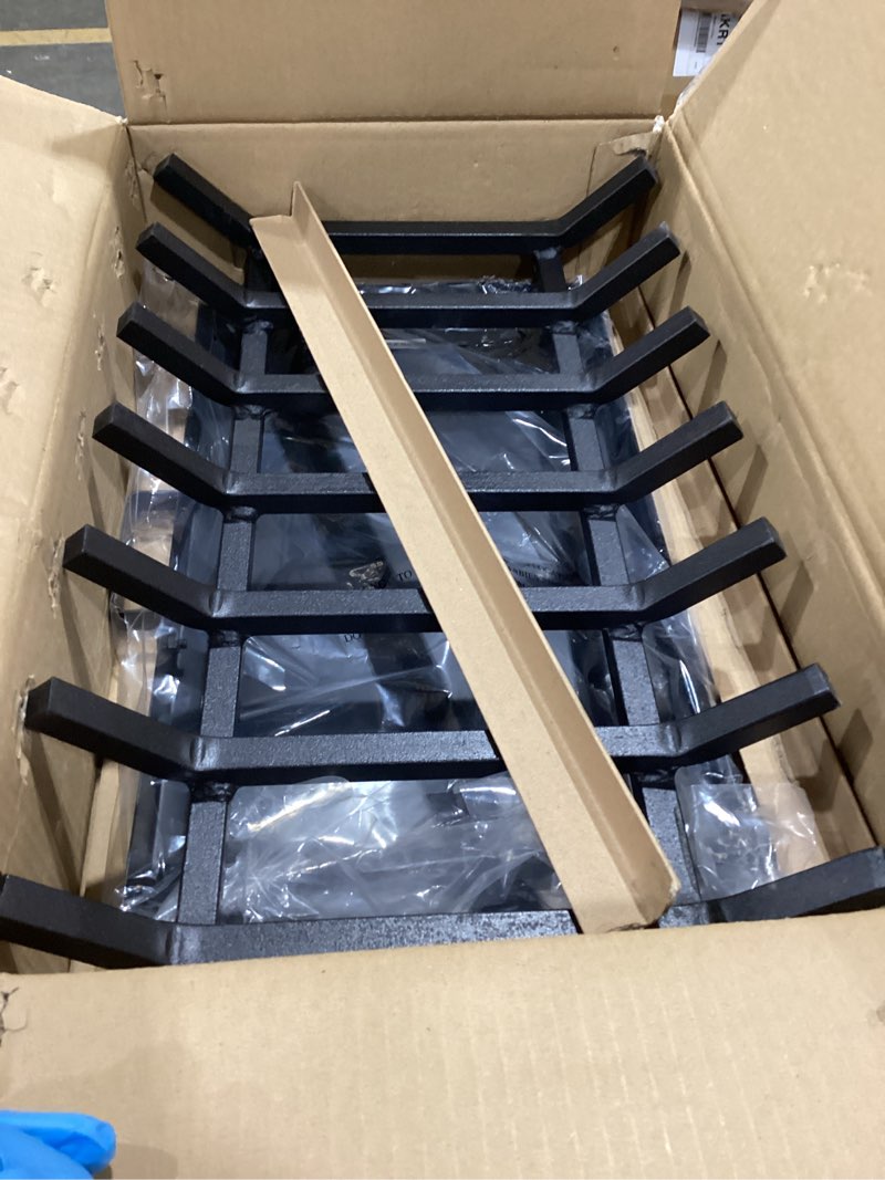 Condition photo showing As Is for Fireplace Grate with Fireplace Tray Ash Pan,Fireplace Log Holder,Easy-Assembly Fireplace Grates Heavy Duty Cast Iron,Fireplace Tray for Ash Collection with Handle for Indoor Outdoor Firepit (20 inch)