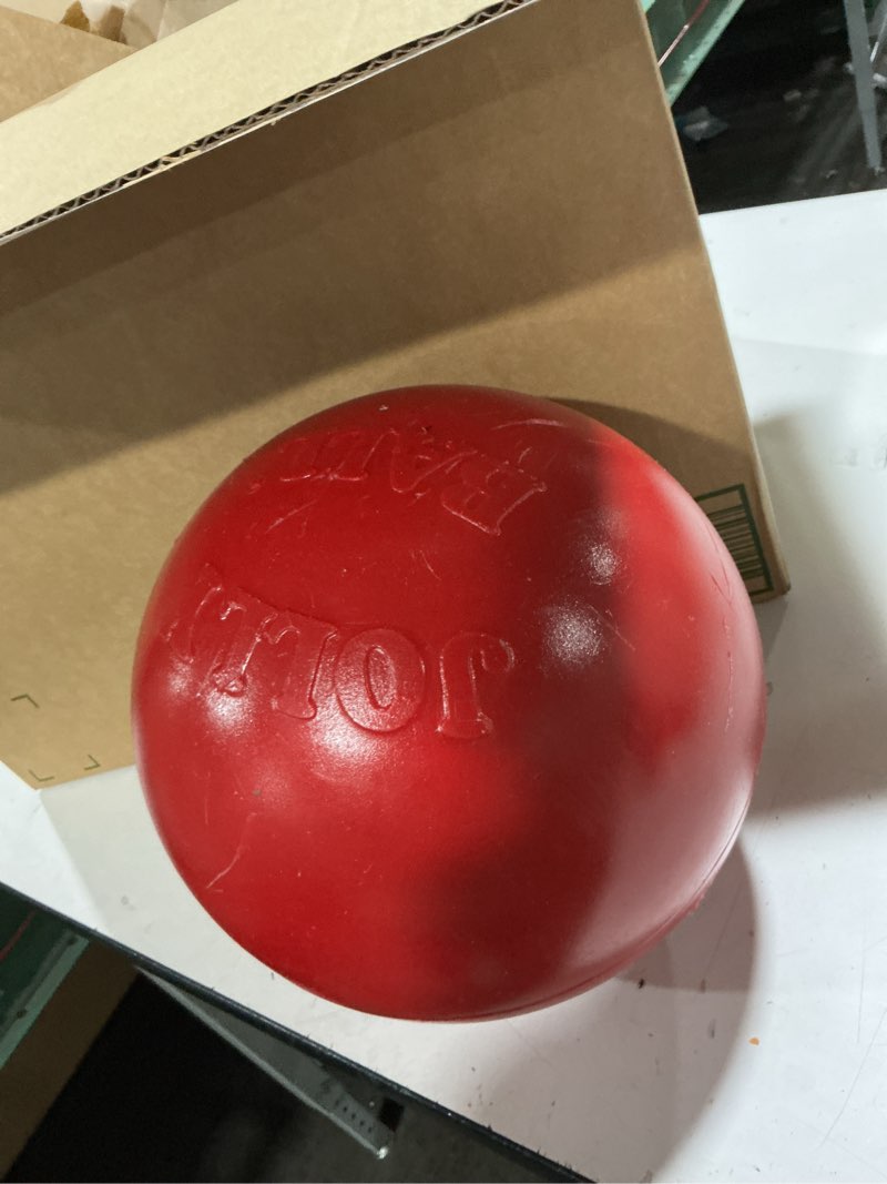 Condition photo showing As Is for Jolly Pets Push-n-Play Ball Dog Toy, 14 Inches/Extra-Large, Red All Breed Sizes 14 Inches/ Extra-Large Red