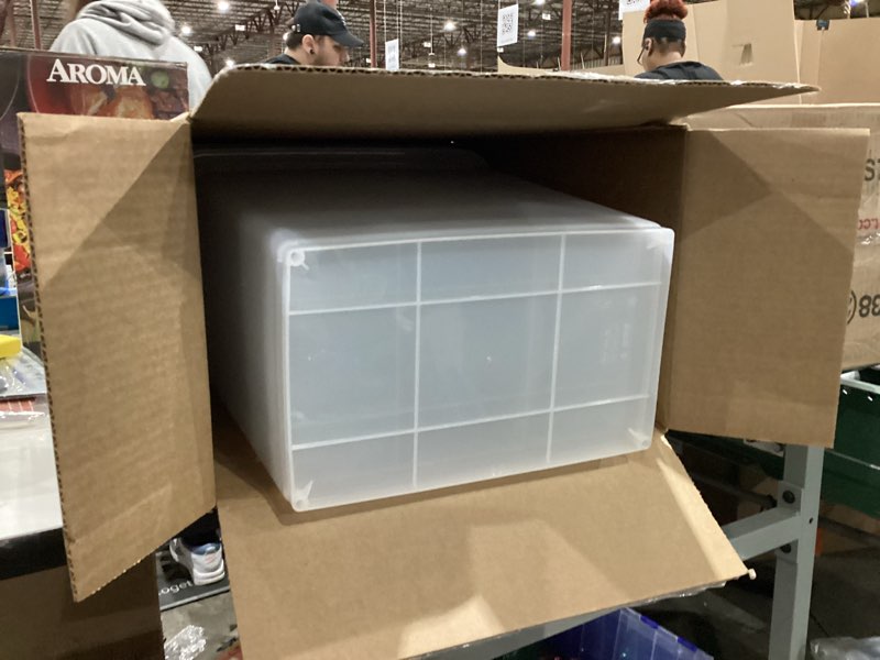 Condition photo showing As Is for IRIS USA Dog Food Storage Container, 2 Pack, Up to 30 lbs Each, Airtight Seal for Freshness, Wheels for Rolling, Easy One Hand Opening, Made in USA, BPA Free, Clear/Black