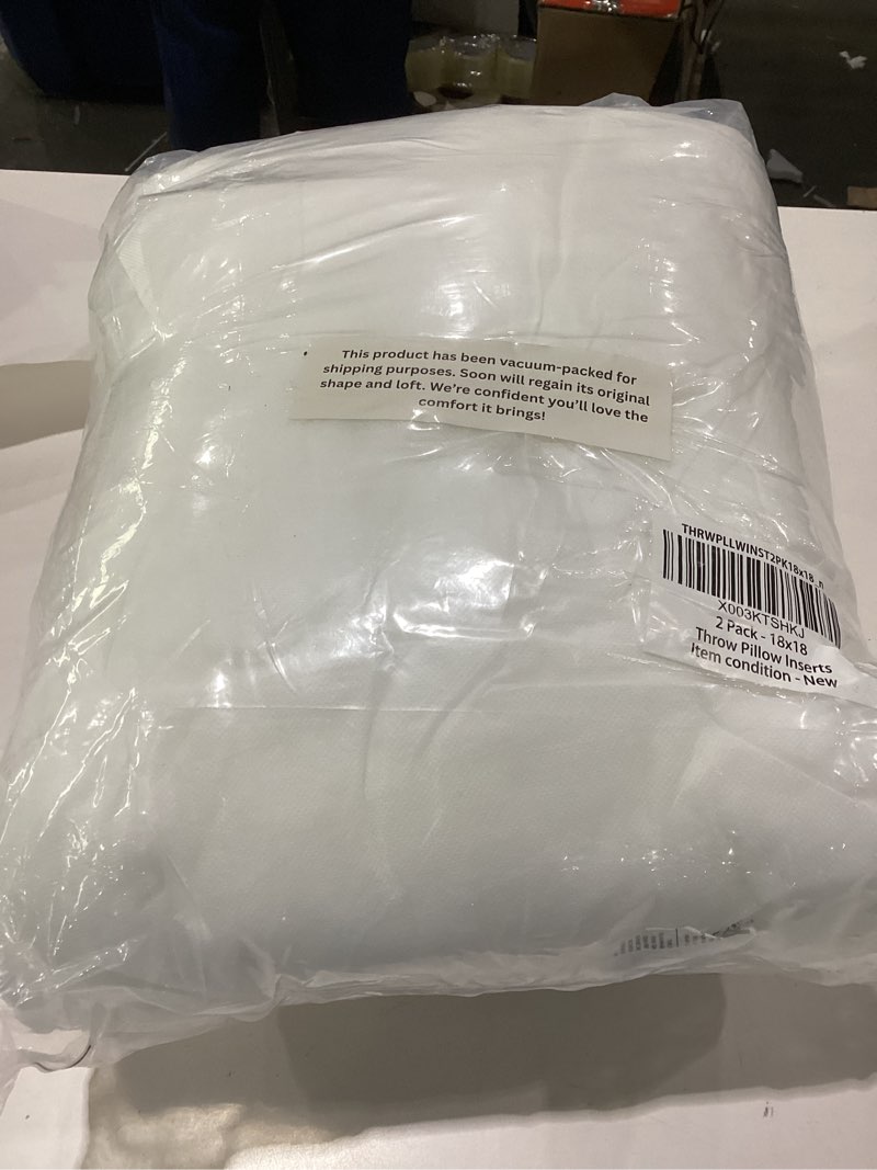Condition photo showing Good Condition for lane linen 18 x 18 throw pillow insert - pack of 2 white, down alternative pillow inserts for decorative pillow covers, throw pillows for bed, couch pillows for living room 18" x 18" 01: white