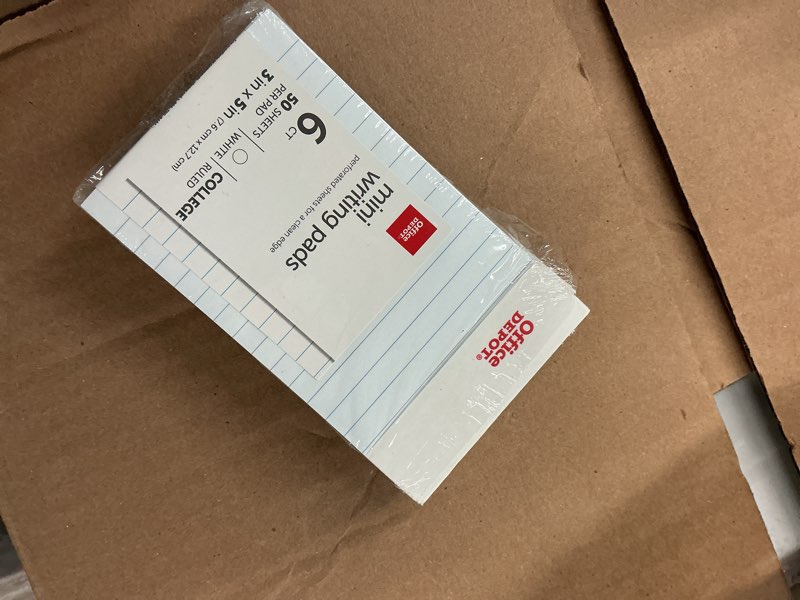 Condition photo showing Good Condition for office depot brand mini writing pads, 3" x 5", college ruled, 50 sheets, white, pack of 6 pads