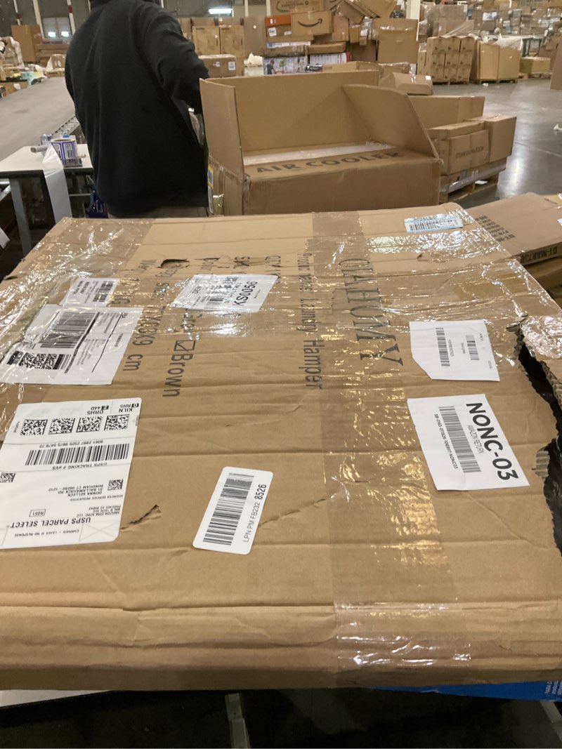 Condition photo showing Good Condition for OIAHOMY Laundry Hamper with Lid, 23.8 Gal (90L) Wicker Hamper with Removable Liner Bags, Handwoven Clothes Basket with Handles, Foldable Woven Paper Rope Basket for Laundry Room, Bedroom-Brown Brown 90L