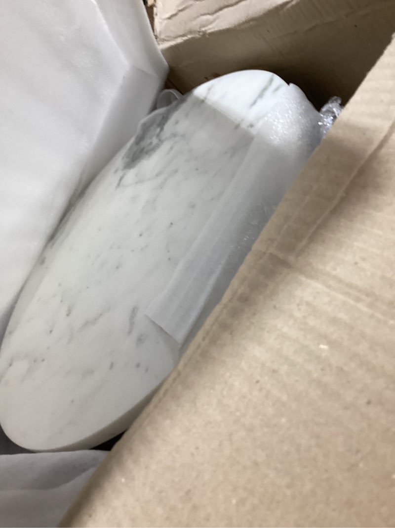 20" ribbed pedestal table marble top, white