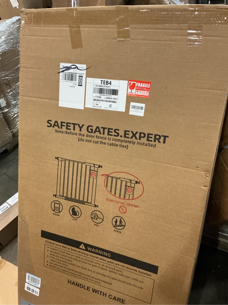Condition photo showing New/Like New for 55 inch extra tall pet gate for cats,29.92"-43" adjustable wide dog gates,pressure mounted walk through tall pets gate for doorways,hallway,stairs(black) black 29.92" - 43"