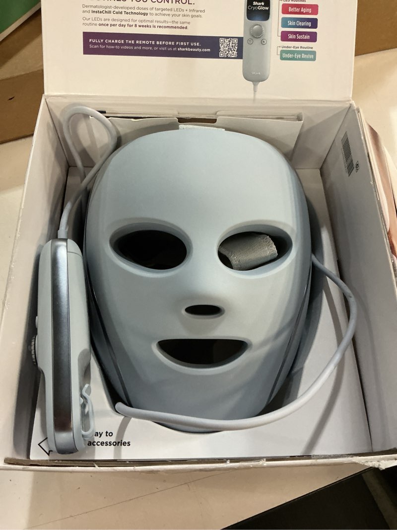 Condition photo showing Good Condition for shark cryoglow led face mask with under-eye cooling, anti-ageing & blemish repair, red & blue led, infrared light therapy, usb-c, remote control, storage bag, blue frost, fw312
