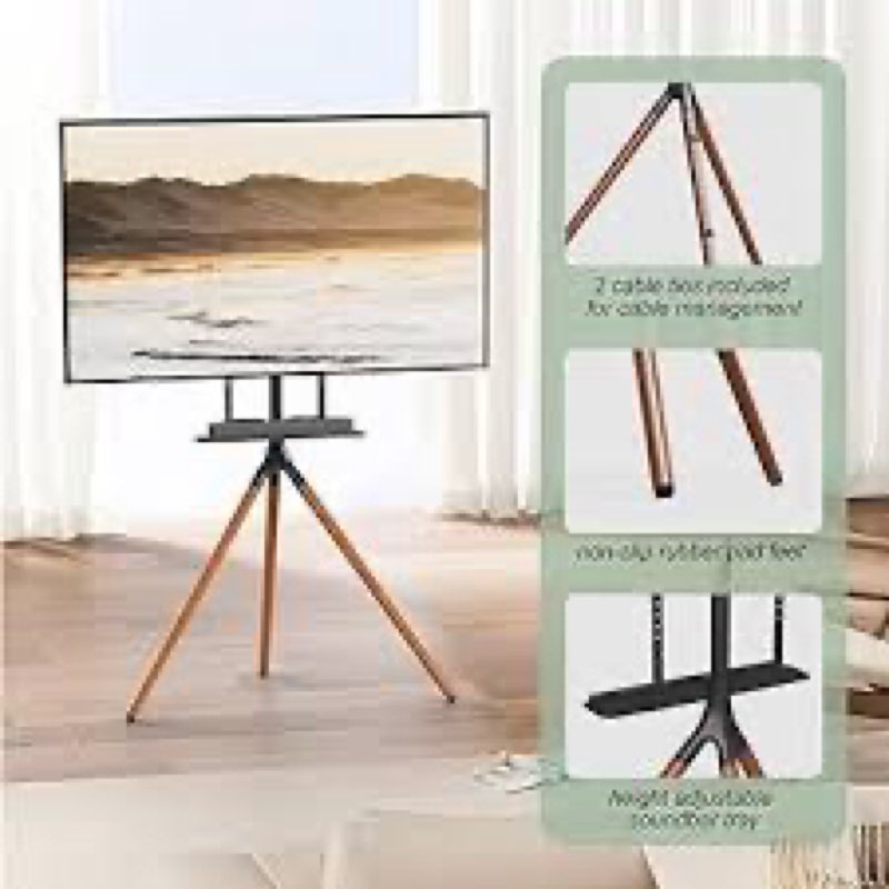 UPGRAVITY Easel TV Stand with Tripod Base for 45-65 inch Flat Screen up to 77lbs, Height Adjustable 