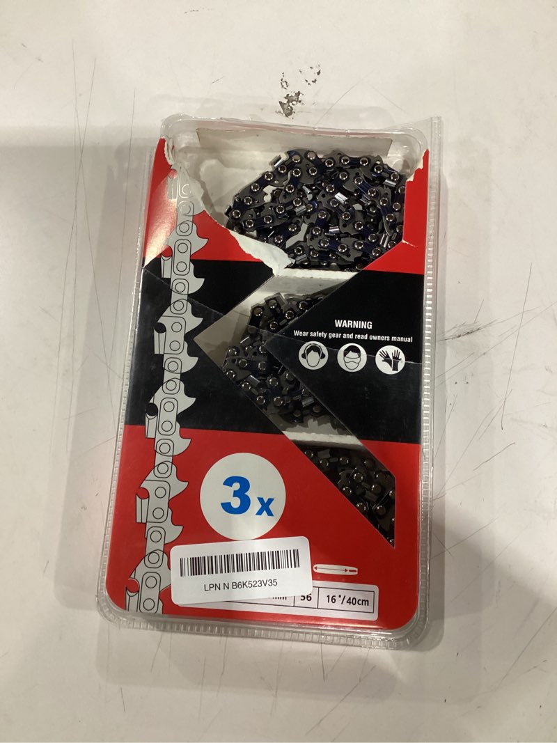 Condition photo showing Good Condition for KAKEI 16 Inch Chainsaw Chain 3/8" LP Pitch .050" Gauge 56 Drive Links Fits Craftsman, Poulan, Ryobi, Echo, Greenworks and More- S56 (3 Chains) - Semi Chisel 3/8" LP 16" 3/8"LP .050" 56DL- German Steel *3