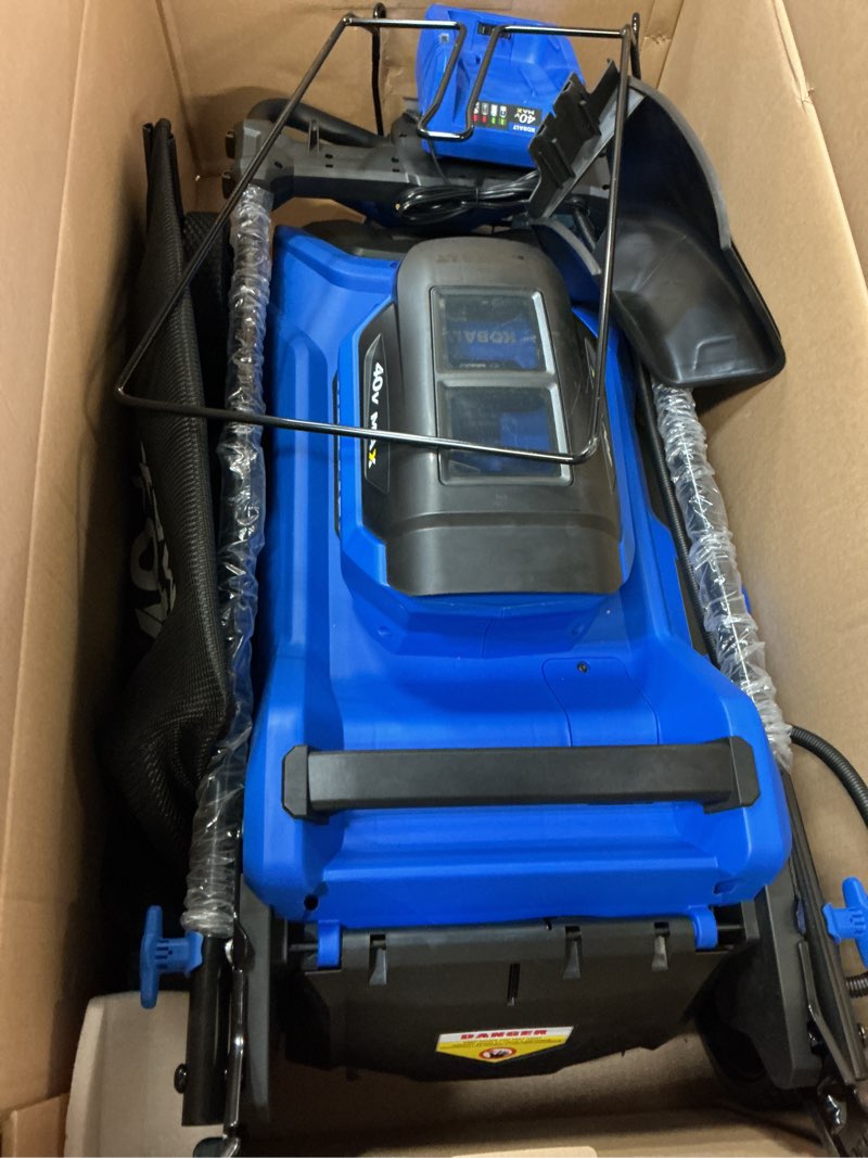 Condition photo showing New/Like New for kobalt 40-volt 21-in brushless battery push lawn mower 6 ah (battery and charger included)