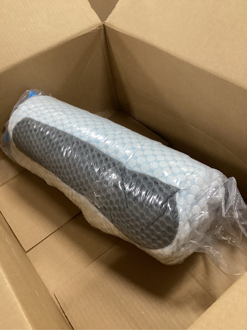 Condition photo showing Good Condition for neck pillow memory foam for pain relief bed pillow for sleeping, ergonomic orthopedic cervical for neck and shoulder pain, side back stomach sleeper white&grey