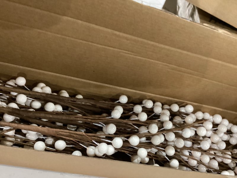 Condition photo showing As Is for Winter Decorations 12Pcs Artificial Berry Stems White Berry Picks for Christmas Holiday Home Centerpieces Decor (Cream)