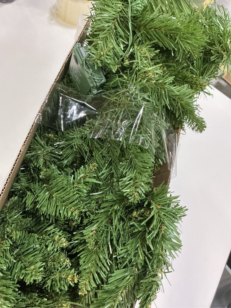 Condition photo showing As Is for Christmas Garland Prelit 9 Ft with 70 Led Lights, Battery Operated Christmas Decor for Mantle/Stair/Indoor/Outdoor Xmas Garland Green Green Battery Operated Polyvinyl Chloride (PVC)