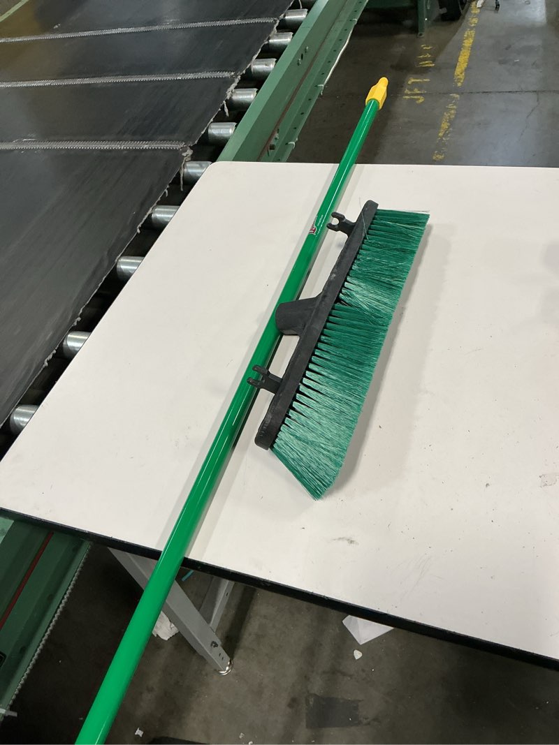 Condition photo showing As Is for quickie bulldozer 18-in heavy-duty multi-surface green push broom