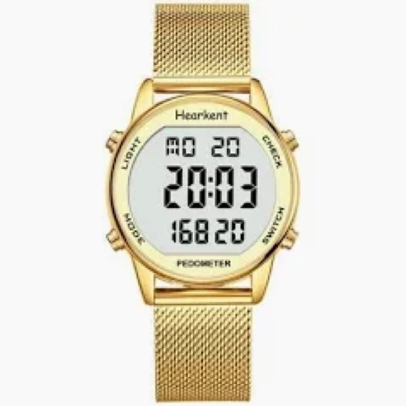 TIMEURE Women's Step Counter Watch with Stainless Steel Bracelet, Stylish Design, No App, No Chargin