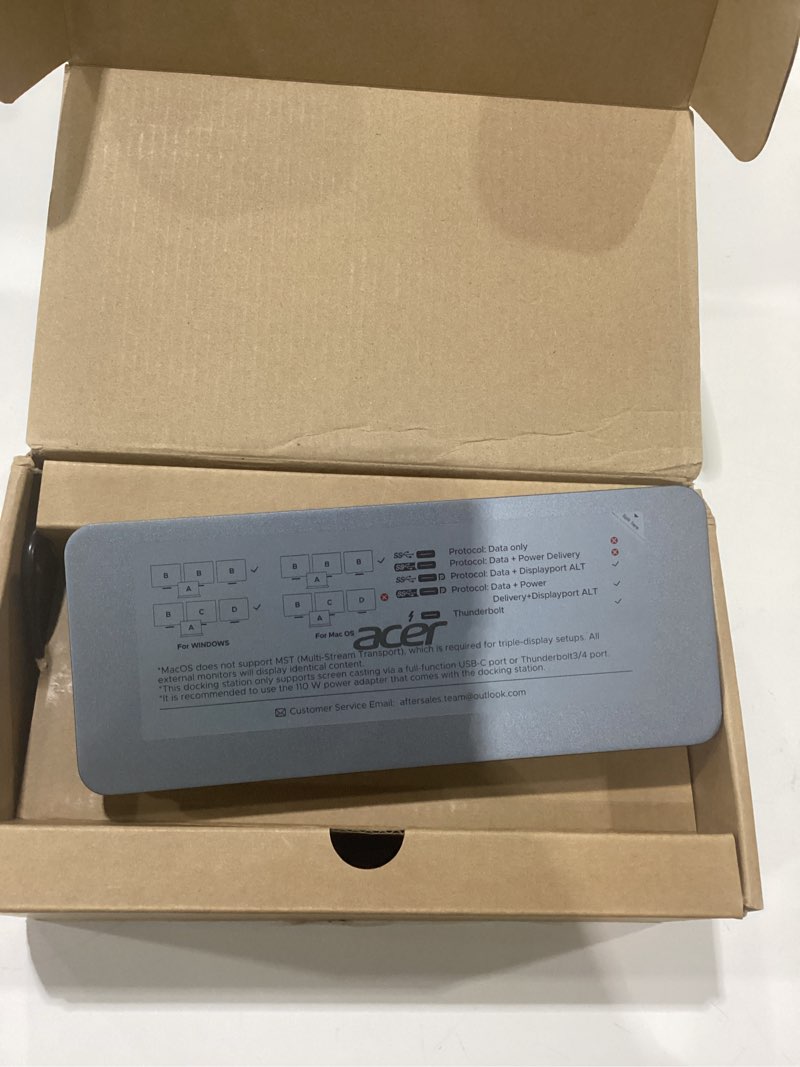 Condition photo showing New/Like New for Acer Premium 13-in-1 Docking Station with 110W PD & Triple Monitor Support | Dual 4K HDMI and DP,5Gbps USB A/C,Gigabit Ethernet,Security Lock | Laptop Docking Station for Windows/Dell/HP/Lenovo/Asus Space Grey