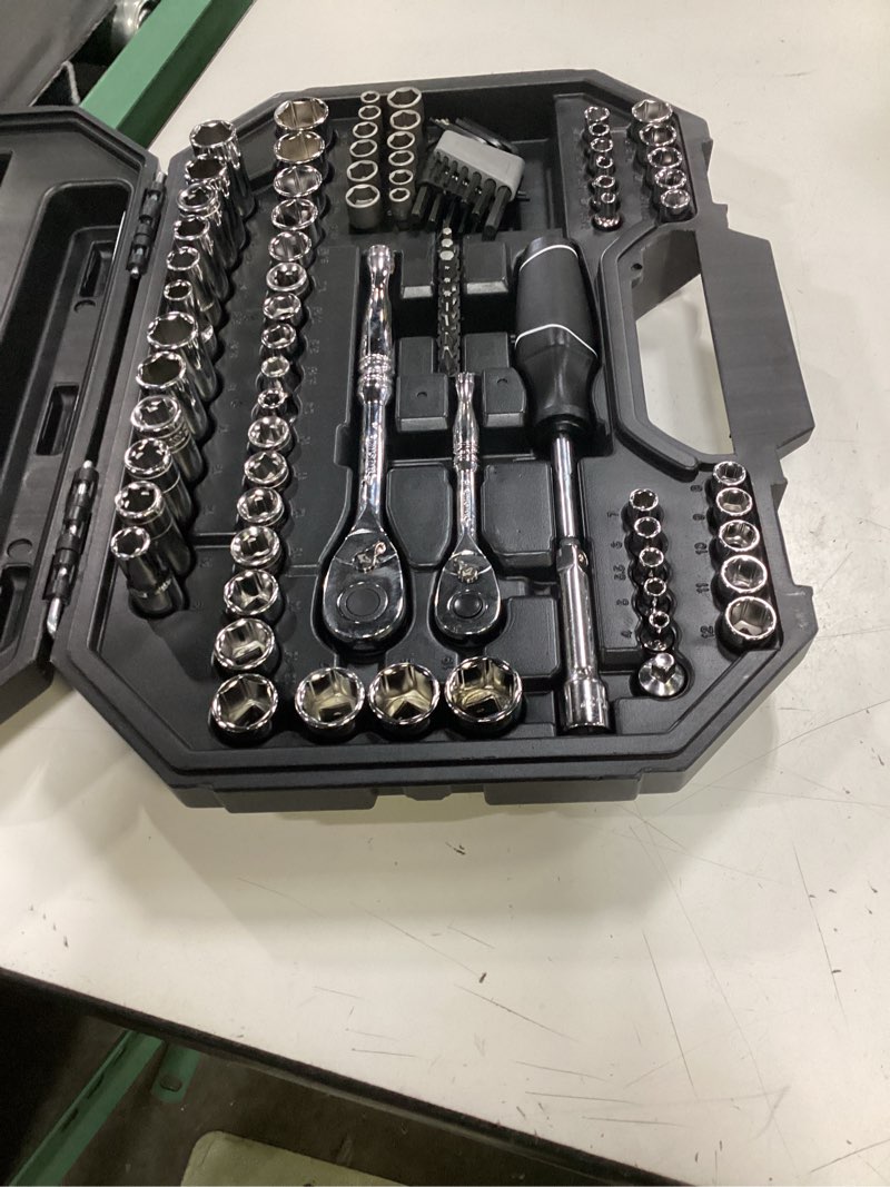 Condition photo showing Good Condition for husky 94-piece sae/metric mechanics tool set for 1/4 in. and 3/8 in. drive with case